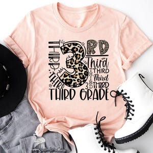 Third Grade Leopard Shirt, 3rd Grade Typography T-shirt, First Day of School Tee, Back To School Sweatshirt, 3rd Grade Teacher Crewneck