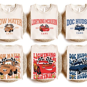 Disney Cars Shirt, Pixar Lightening McQueen T-Shirt, Tow Mater T-Shirt, Sally Carrera Doc Hudson Shirt, Disneyland Familienausflug T-Shirt, BTW Geschenk T-Shirt