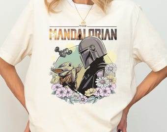 Disney Mandalorian Baby Yoda Floral Shirt, Star Wars Grogu Shirt, This is The Way Shirt, Galaxy's Edge Shirt, Disneyland Vacation Shirt