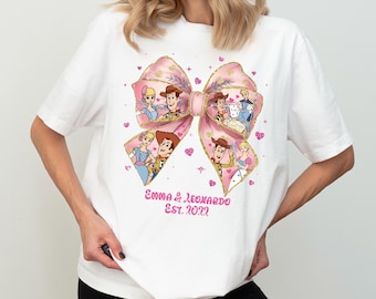 Camisa de San Valentín con lazo Coquette de Toy Story, suéter de Disney Woody Bo Peep, camiseta Disney Love Vacation, camiseta de regalo para pareja del Día de San Valentín de Disney