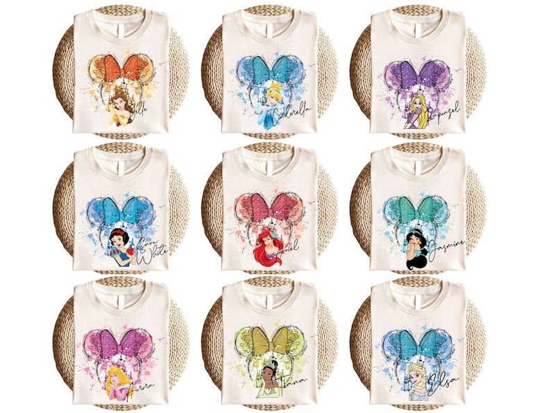 Camiseta de todos los personajes, camiseta de Mickey y sus amigos, camiseta, camiseta, camiseta de princesa, camiseta a juego para toda la familia. imagen 3