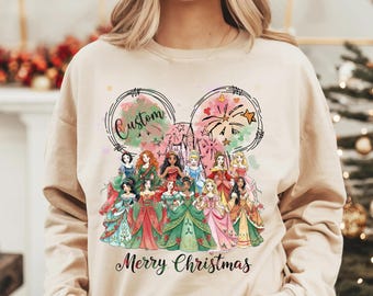 Princess Christmas Sweatshirt, Custom Disney Girls Xmas Trip Shirt, Disneyland Holiday T-Shirt, Disney Castle Christmas Sweater
