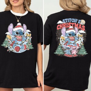 Disney Merry Stitchmas Shirt, Stitch And Angel Merry Christmas Shirt, Disney Xmas Sweat, Santa Hat Xmas Tee, Disneyland Family Trip Xmas Tee