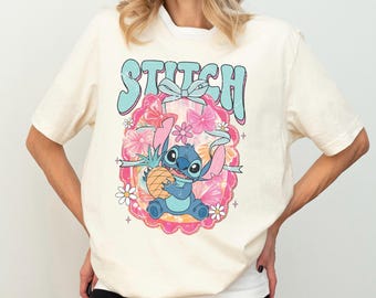 Stitch ananasshirt, Disney Summer Vibes-shirt, shirt zomer Stitch cadeau, Disneyland Summer Girls-T-shirt, Disney Stitch Beach Party-shirt