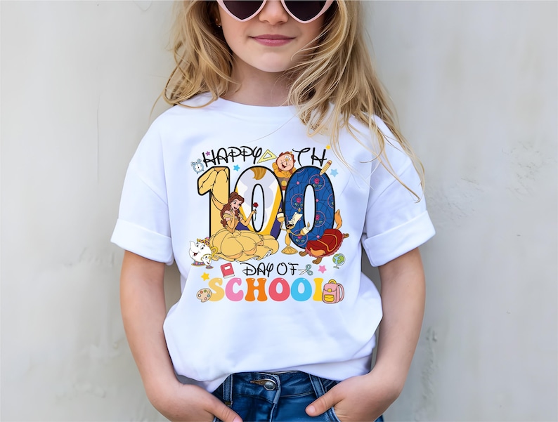 Princess 100 Days Of School Shirt, Matching Classroom T-shirt, Elementary School Sweatshirt, Cinderella Belle Moana School Crewneck