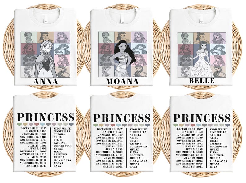 Disney Princess Vacation Shirt, Disneyland Girls Trip Shirt, Princess Elsa Anna Tee, Princess Belle Ariel Tee, Princess Rapunzel Aurora Tee