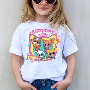 SuperKitties Birthday Girl Shirt, Custom Super Cat Kids T-Shirt, Disney Family Matching Tees, Personalized Kitties Party Theme Sweatshirt