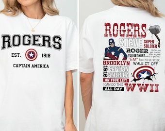 Maglietta di Captain America di Rogers, T-shirt per fan dei supereroi, Maglietta di Steve Rogers del 1918, Felpa del viaggio di squadra degli Avengers, Felpa girocollo del film Brooklyn Hero