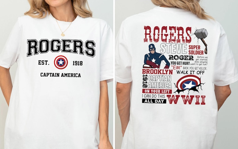 Rogers Captain America Shirt, Superhero Fan T-shirt, Steve Rogers 1918 Tee, Avengers Team Trip Sweatshirt, Brooklyn Hero Movie Crewneck