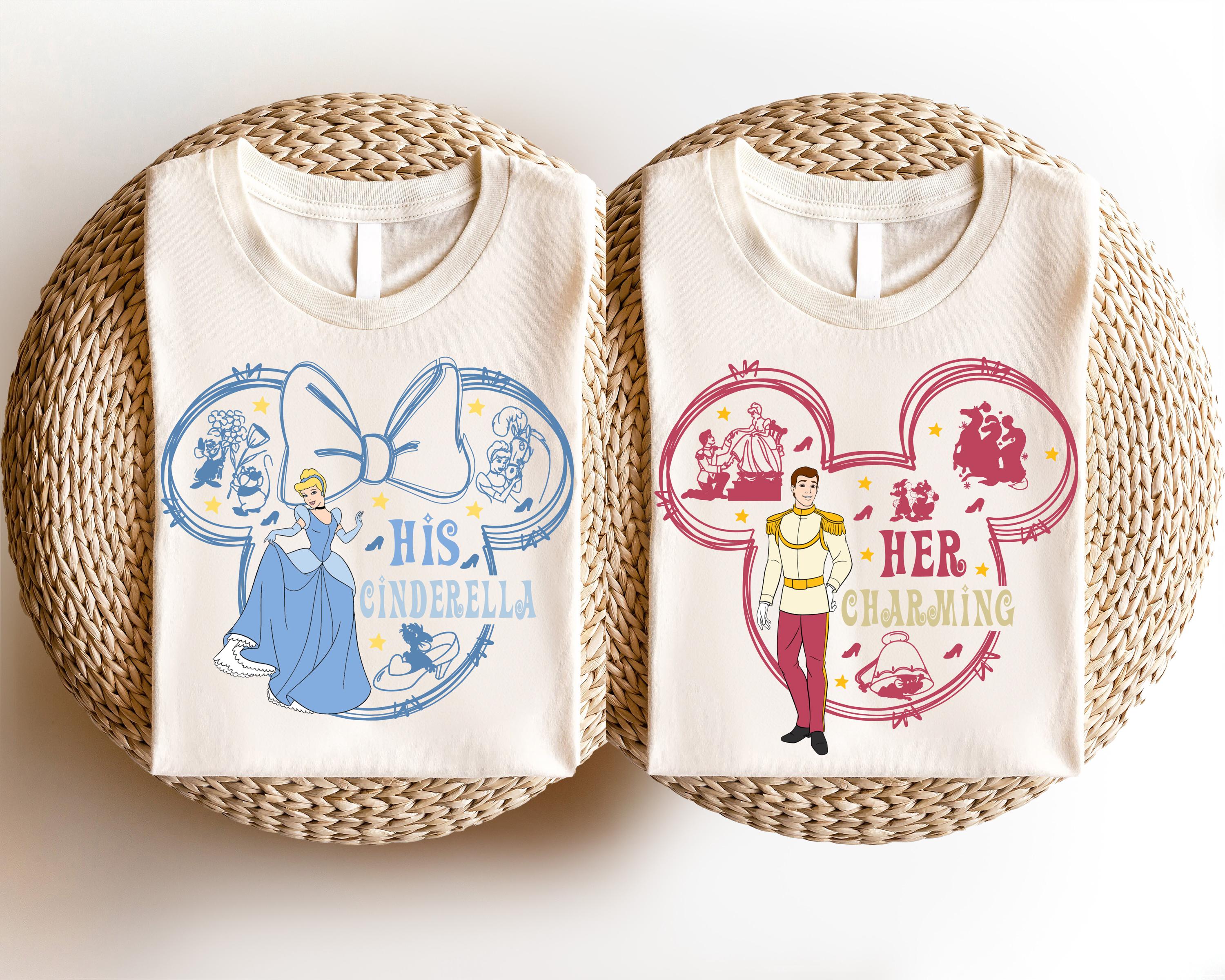Disney Charming & Cinderella Shirt, Her His Couple Matching Tee, Happy Valentines Day Shirt, Mickey Ear Cinderella Lovers Tee, WDW Lover Tee