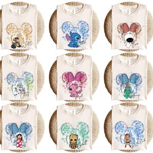 Camiseta de todos los personajes, camiseta de Mickey y sus amigos, camiseta, camiseta, camiseta de princesa, camiseta a juego para toda la familia. imagen 4