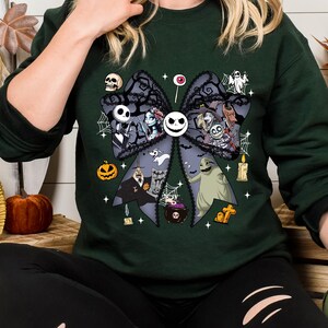 Nightmare Before Coquette Bow Sweatshirt, Jack Skellington Sally Halloween Shirt, Oogie Boogie Bash Tee, Disneyland Halloween T-Shirt