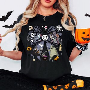 Nightmare Before Coquette Bow Sweatshirt, Jack Skellington Sally Halloween Shirt, Oogie Boogie Bash Tee, Disneyland Halloween T-Shirt