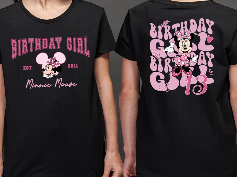 Custom Minnie Mouse Birthday Girl Shirt, Disney Birthday Toddler T-shirt, Disneyland Daughter Birthday Tee, Disney Girls Birthday Trip Sweatshirt