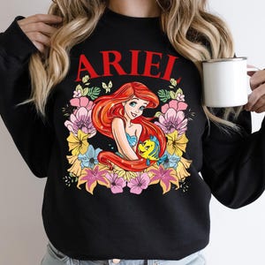 Disney Ariel Sweatshirt, Little Mermaid Kids Sweat, Princess Ariel Toddler Sweater, Disneyland Girls Trip Hoodie, Floral Ariel Sweater
