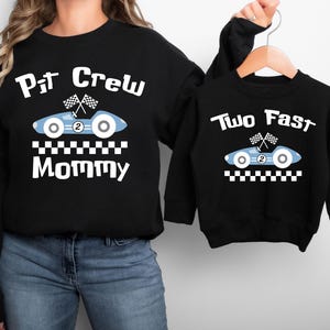 Two Fast Pit Crew Birthday Shirt, Car Race Birthday T-shirt, Two Fast 2nd Birthday Tee, Birthday Boy Sweatshirt, Family First Birthday Party Gift