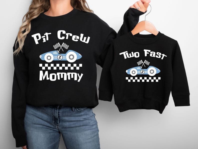 Two Fast Pit Crew Birthday Shirt, Car Race Birthday T-shirt, Two Fast 2nd Birthday Tee, Birthday Boy Sweatshirt, Family First Birthday Party Gift