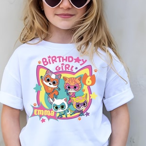 SuperKitties Birthday Girl Shirt, Custom Super Cat Kids T-Shirt, Disney Family Matching Tees, Personalized Kitties Party Theme Sweatshirt
