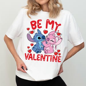 Disney Stitch Angel Be My Valentine Shirt, Disney Valentines Day T-Shirt, Cute Couple Romance Tee, Disneyland Honeymoon Trip Sweatshirt