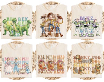 Camiseta personalizada, camiseta de grupo, sudadera de Buzz Lightyear, Woody, Jessie y Bo Peep, viaje de mejores amigos, camiseta retro de los 90