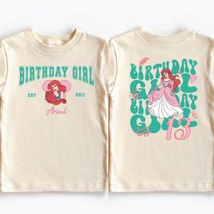 Camiseta personalizada de princesa para niña de cumpleaños, camiseta de Ariel para niña pequeña, camiseta para fiesta de cumpleaños familiar de Disney, sudadera de La Sirenita de Disneyland