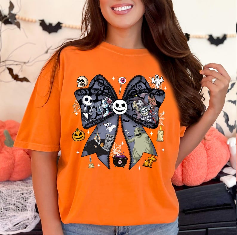 Nightmare Before Coquette Bow Sweatshirt, Jack Skellington Sally Halloween Shirt, Oogie Boogie Bash Tee, Disneyland Halloween T-Shirt