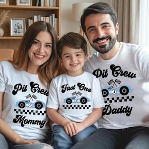 Chemise d'anniversaire Fast One Pit Crew, T-shirt d'anniversaire de course de voiture, T-shirt d'anniversaire pour garçon, Sweat-shirt de fête pour le premier anniversaire de la famille, Fast One 1er anniversaire