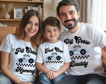 Fast One Pit Crew Birthday Shirt, Car Race Birthday T-shirt, Birthday Boy Tee, Family First Birthday Party Sweatshirt, Fast One 1st Birthday