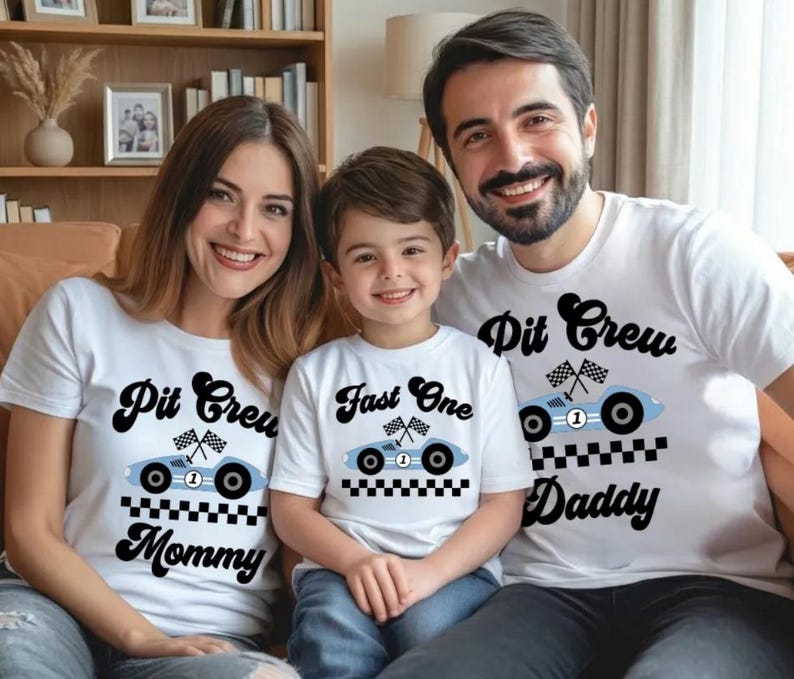Fast One Pit Crew Birthday Shirt, Car Race Birthday T-shirt, Birthday Boy Tee, Family First Birthday Party Sweatshirt, Fast One 1st Birthday Crewneck