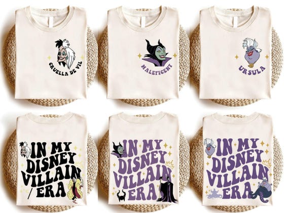 Disney In My  Villains Era Shirt, Bad Witches Villains T-shirt, Maleficent Evil Queen Ursula Cruella Tee, Disneyland Girls Trip Sweatshirt