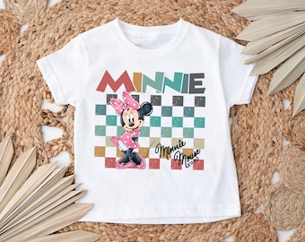 Minnie Checkered Shirt, Disney Minnie T-Shirt, Retro Mickey And Friends Shirt, Disney Family Trip Tee, Minnie Toddler Shirt, Disney Girl Tee
