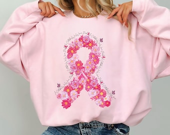 In October We Wear Pink Sweatshirt, Breast Cancer Fighter Shirt, Cancer Warrior T-Shirt, Pink Ribbon Tee, Cancer Awareness Shirt