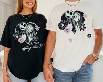 Maglietta Nightmare Before Better Together, maglietta Jack e Sally Love, felpa Disney per San Valentino, maglietta Nightmare Wife and Husband