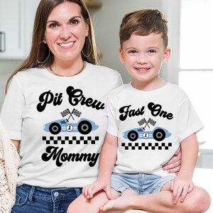 Fast One Pit Crew Birthday Shirt, Car Race Birthday T-shirt, Birthday Boy Tee, Family First Birthday Party Sweatshirt, Fast One 1st Birthday Crewneck