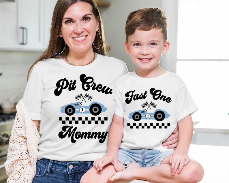 Fast One Pit Crew Birthday Shirt, Car Race Birthday T-shirt, Birthday Boy Tee, Family First Birthday Party Sweatshirt, Fast One 1st Birthday Crewneck