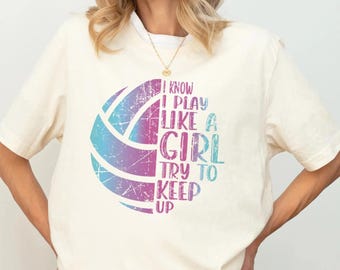 Ich weiß, dass ich Shirt spiele, wie ein Mädchen versuche, T-Shirt zu halten, Sportliches Spieltag T-Shirt, Softball Schulgeist Sweatshirt, Baseballtrainer Rundhalsausschnitt