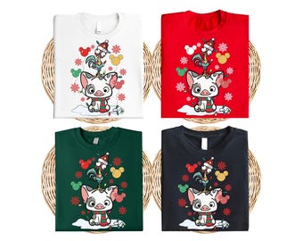 Maglietta natalizia Disney Moana Hei Hei e Pua, felpa natalizia Disneyland, maglietta coordinata Very Merry Xmas Party, maglietta per bambini Disney Holiday