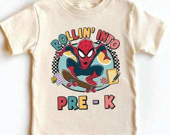 Rollin Into Pre-K School Shirt, Spiderman School T-shirt, First Day Of School Tee, Back to School Sweatshirt, School Kids Crewneck