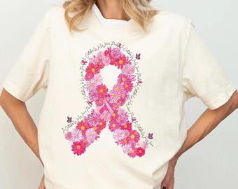 In October We Wear Pink Shirt, Breast Cancer Awareness T-shirt, Breast Cancer Fighter Tee, Cancer Warrior Sweatshirt, Pink Ribbon Crewneck
