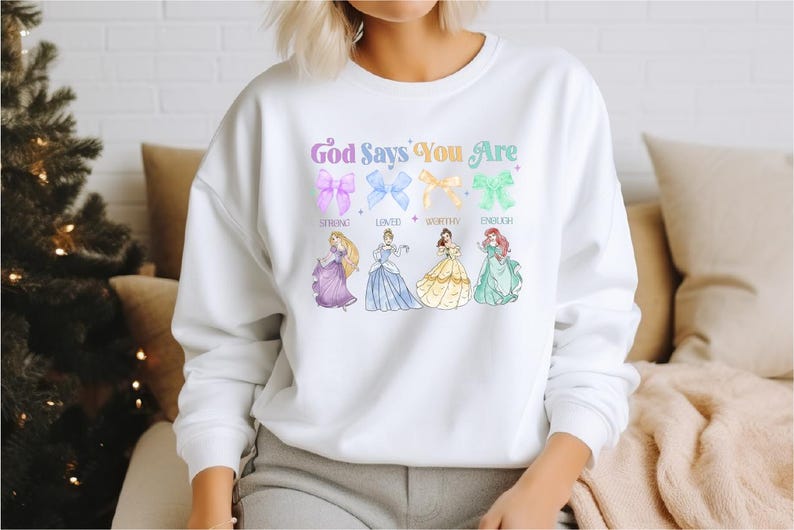 God Says You Are Strong Shirt, Disney Princess Christian T-Shirt, Princess Faith Sweater, Bible Verse Girls Shirts, Religious Mom Ariel Tee