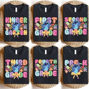 Camiseta Disney de volta às aulas, camiseta Stitch 1ª série, camiseta Disneylândia 1º dia de aula, camiseta Último dia de aula, camiseta Stitch combinando com a escola