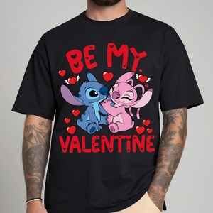 Disney Stitch Angel Be My Valentine Shirt, Disney Valentines Day T-Shirt, Cute Couple Romance Tee, Disneyland Honeymoon Trip Sweatshirt