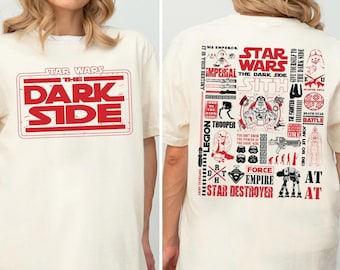 Maglietta Lato Oscuro, T-shirt Darth Vader, Maglietta Avventura Galattica, Felpa Cattivo Spaziale, Felpa Girocollo Galaxy's Edge, Felpa con cappuccio per viaggi in famiglia
