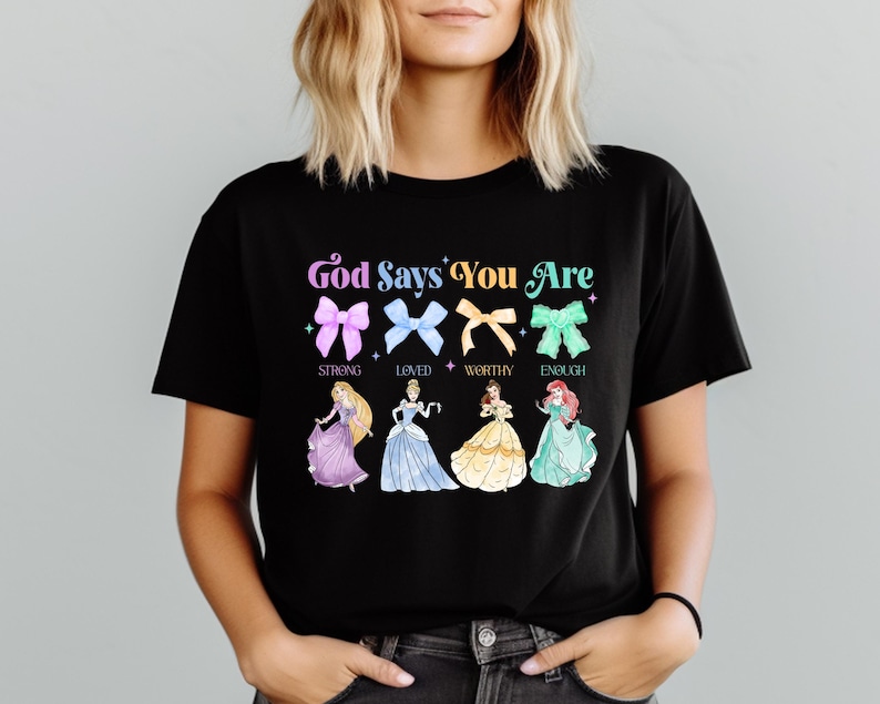 God Says You Are Strong Shirt, Disney Princess Christian T-Shirt, Princess Faith Sweater, Bible Verse Girls Shirts, Religious Mom Ariel Tee