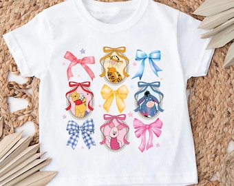 Winnie The Pooh Coquette Bow Shirt, Pooh and Friends T-shirt, Retro Pooh Tigger Eeyore Piglet Tee, Family Magical Kingdom Trip Sweatshirt