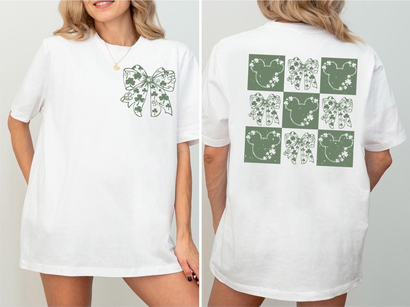 Disney St. Patrick's Day Shirt, Lucky Clover Bow T-Shirt, Minnie Bow St. Patrick’s Day Shirt, Lucky Mickey & Minnie Clover Matching Tee
