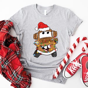 Disney Christmas Shirt, Santa Hat Lightning McQueen and Tow Mater T-shirt, Disney Couples Xmas Tee, Holiday Vacation Party Sweatshirt