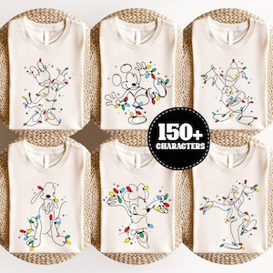 Mickey and Friends Christmas Shirt, Disney Christmas Lights T-Shirt, Disneyland All Characters Xmas Shirt, Very Merry Xmas Holiday Sweater