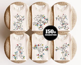 Mickey and Friends Christmas Shirt,  Christmas Lights T-Shirt, land All Characters Xmas Shirt, Very Merry Xmas Holiday Sweater