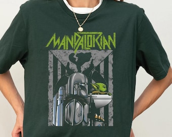 Mandalorian Yoda-babyshirt, Disney Star Wars T-shirt, Retro Galaxy Tee, vintage Space Warrior-sweater, WDW Disneyland Vacation Crewneck